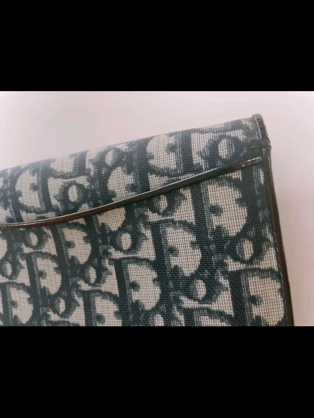 Dior Oblique Fold Wallet in Navy and Beige Canvas
